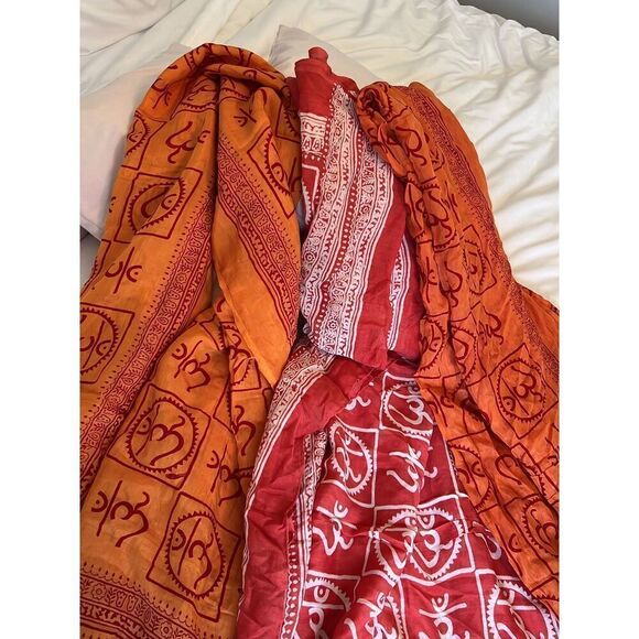 COPY - 1 Om Aum Handblock Print Hindu Yoga Meditation Indian Desi Boho Chunni S… - Picture 4 of 4